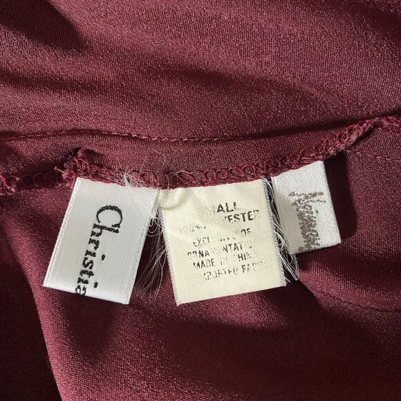 Vintage Christian Dior Satin & Lace Nightgown Size Small Maxi Slip Dress Maroon - Picture 4 of 14